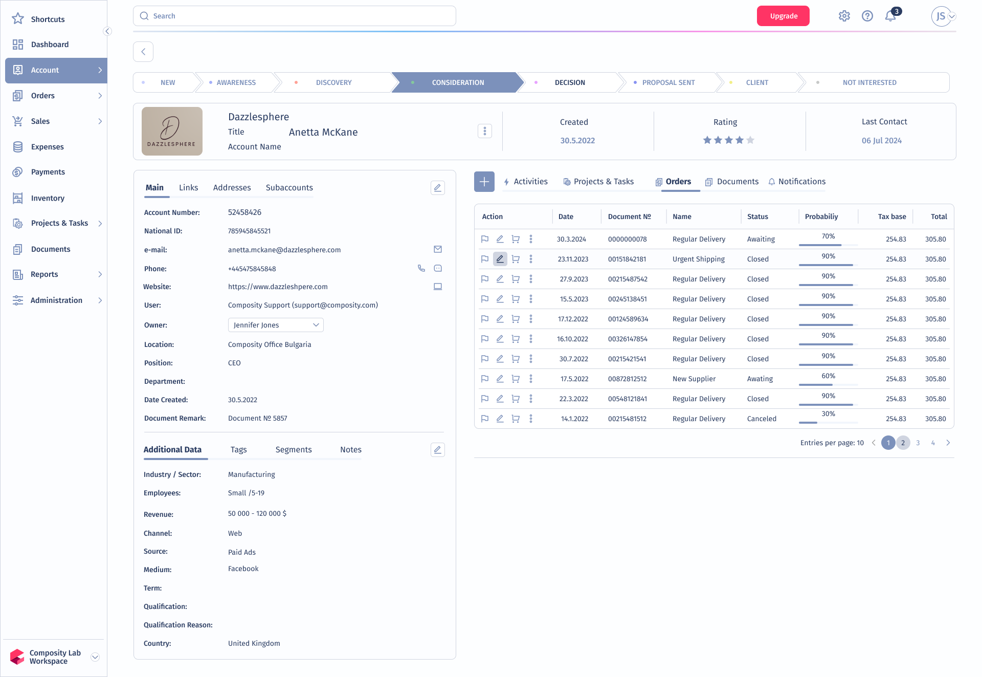 Composity Software Screenshot LEAD & CUSTOMER MANAGEMENT