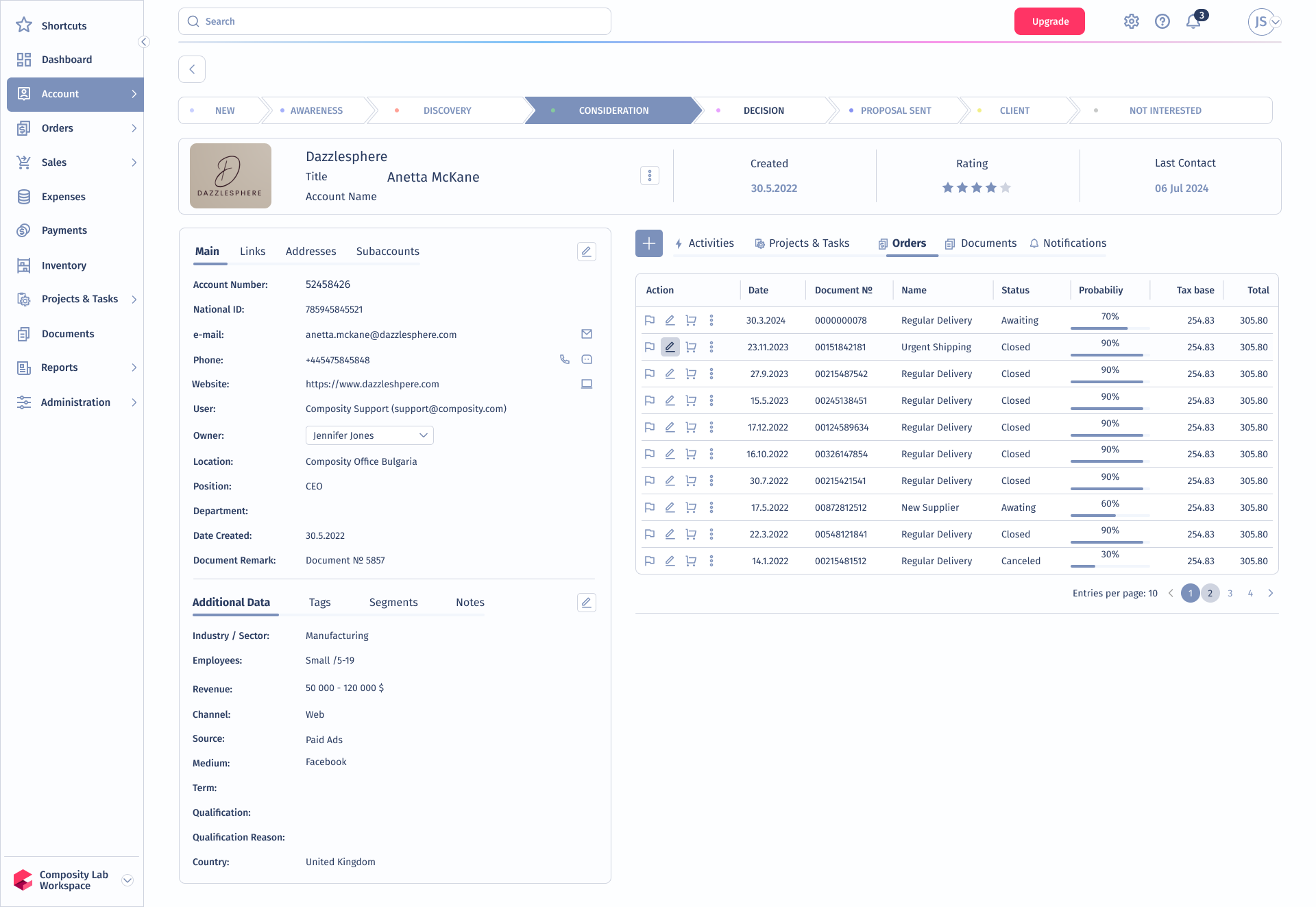 Composity Software Screenshot LEAD & KUNDENMANAGEMENT